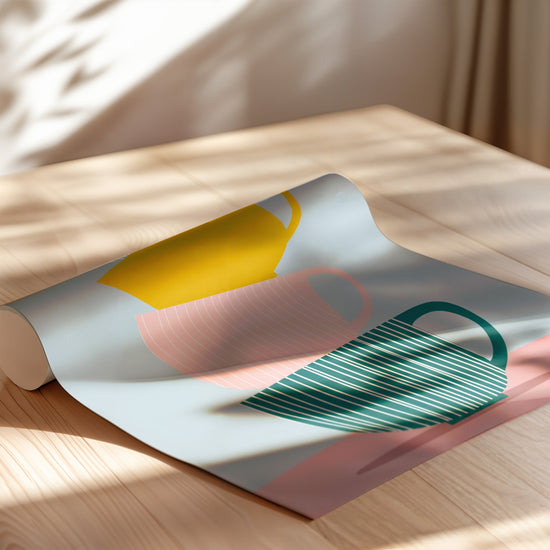 Poster Tasses colorées - Douceur d'un rituel matinal — Vierge - poster-enroullé