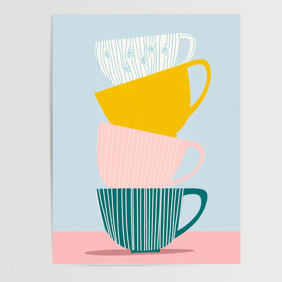 Poster Tasses colorées - Douceur d'un rituel matinal — Vierge - poster-presentation-produit