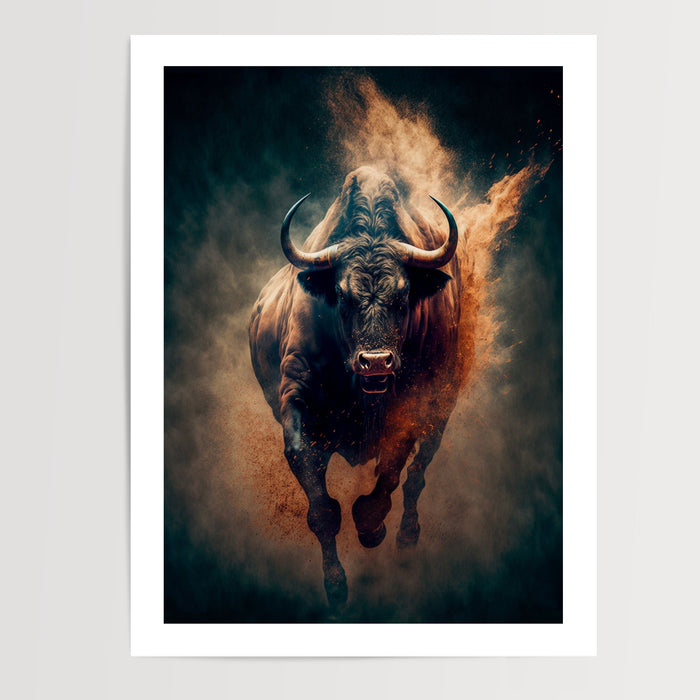 Poster Taureau - Puissance brute et allure sauvage — Vierge - poster-presentation-produit — passe-partout blanc