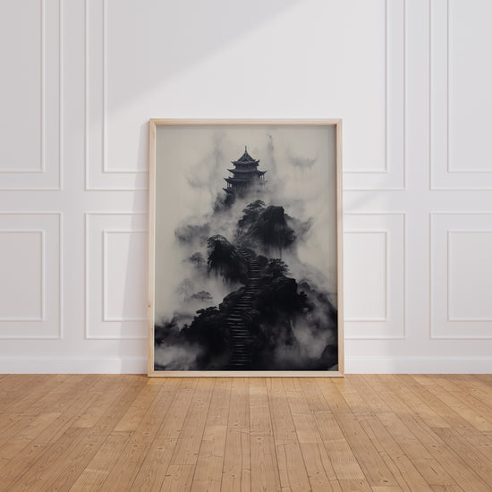 Poster Temple asiatique - Brumes zen à l'encre de Chine — Vierge - living-room