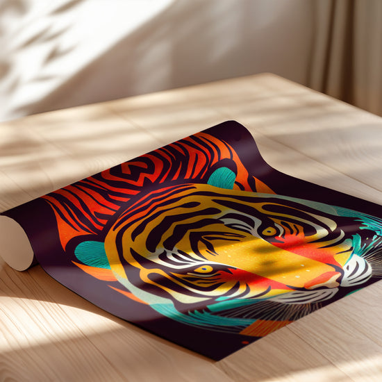 Poster Tigre japonais - Couleurs vibrantes et force tranquille — Vierge - poster-enroullé