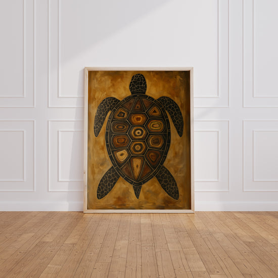 Poster Tortue tribale - Symbole de sagesse aux motifs ethniques — Vierge - living-room