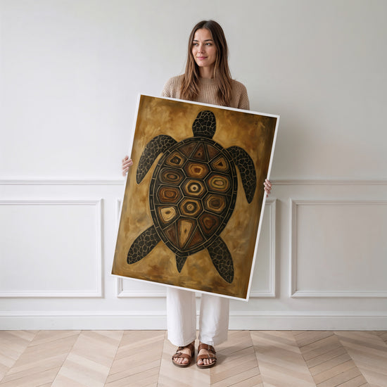 Poster Tortue tribale - Symbole de sagesse aux motifs ethniques — Vierge - poster-femme-debout