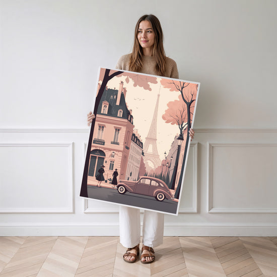 Poster Tour Eiffel - Douceur rétro d'un Paris des années 50 — Vierge - poster-femme-debout