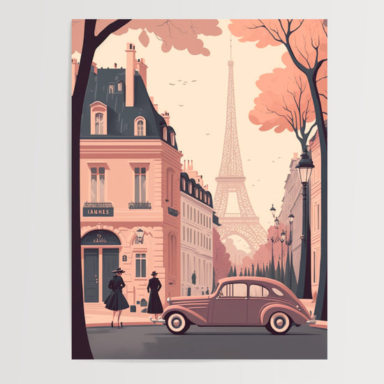 Poster Tour Eiffel - Douceur rétro d'un Paris des années 50 — Vierge - poster-presentation-produit