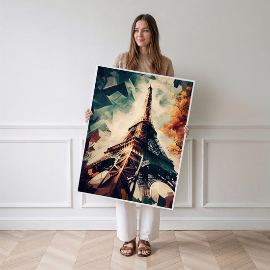 Poster Tour Eiffel - Paris en bleu blanc rouge — Vierge - poster-femme-debout