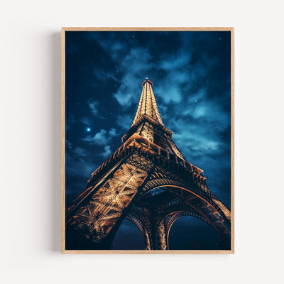 Eiffelturm Poster – Paris bei Nacht, goldene Lichter