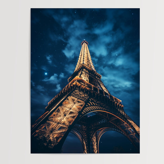 Poster Tour Eiffel - Paris illuminé sous un ciel de nuit — Vierge - poster-presentation-produit
