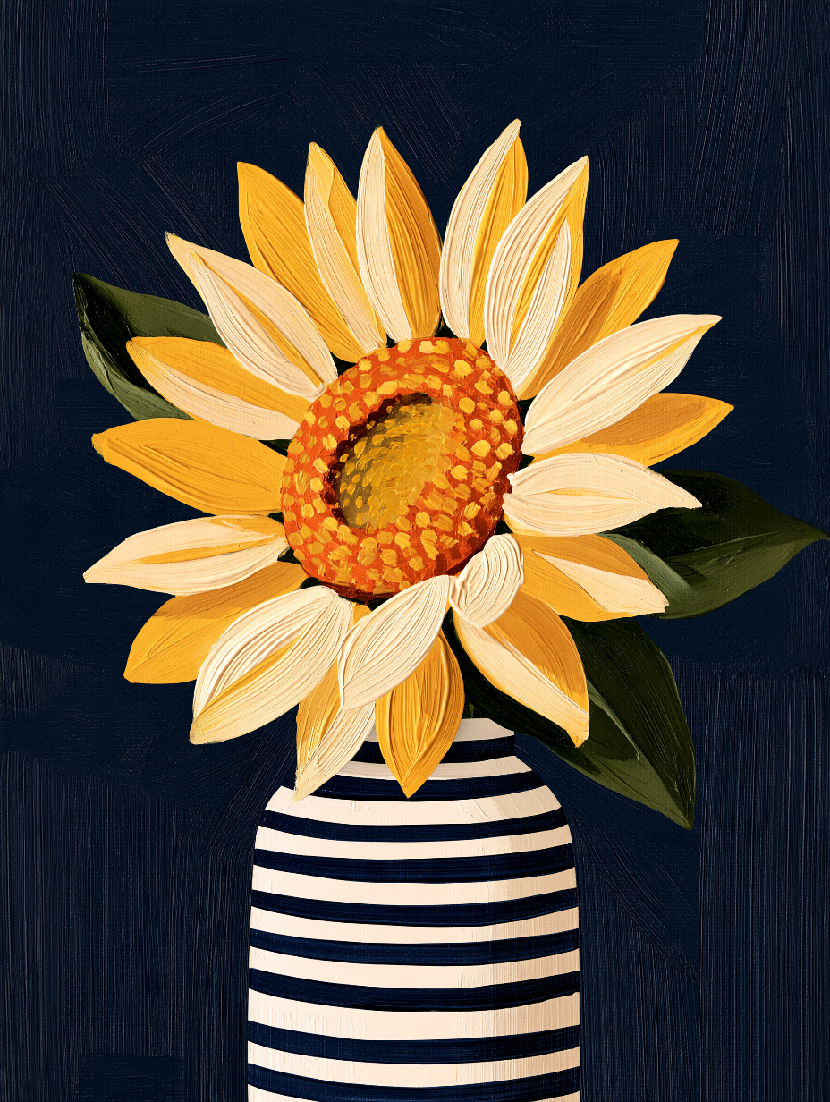 Poster Tournesol lumineux - Éclat doré sur bleu profond