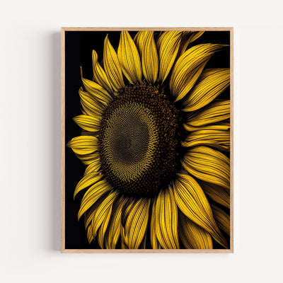 Póster de girasol Op Art - sol geométrico vibrante