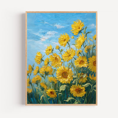 Sonnenblumen Poster – Sonniges Feld im impressionistischen Stil