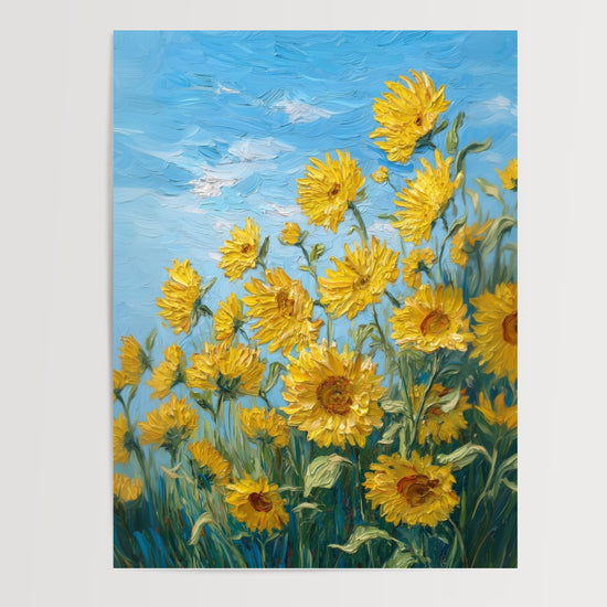 Poster Tournesols - Champ ensoleillé aux accents impressionnistes — Vierge - poster-presentation-produit