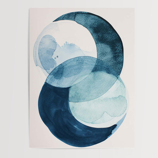 Poster Étreinte aquatique - Cercles bleus et douceur apaisante — Vierge - poster-presentation-produit