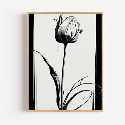 Tulpen-Poster – Die Anmut einer Blüte in Schwarz-Weiß