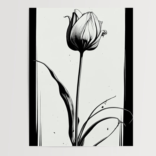Poster Tulipe - La grâce d'une fleur en noir et blanc — Vierge - poster-presentation-produit