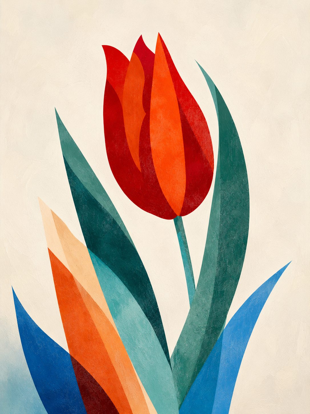 Poster Tulipe rouge - Graphisme floral et intensité colorée