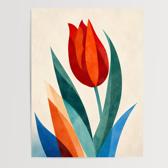 Poster Tulipe rouge - Graphisme floral et intensité colorée — Vierge - poster-presentation-produit