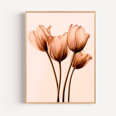 Modern Tulips poster — romantic floral wall art in light brown neutrals