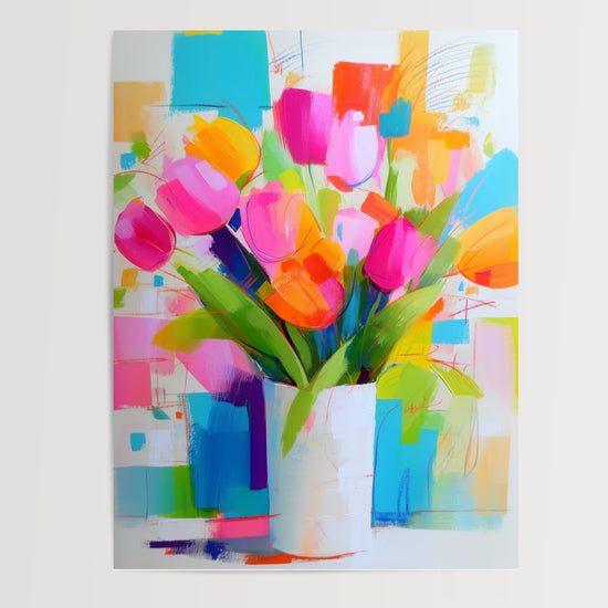 Tulpen-Poster – Bunter Strauß in Frühlingsfarben — Produktpräsentation, ohne Rahmen