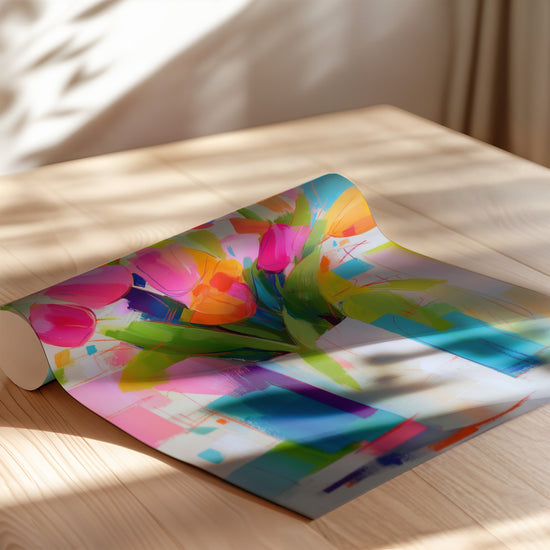Tulpen-Poster – Bunter Strauß in Frühlingsfarben — gerolltes Poster