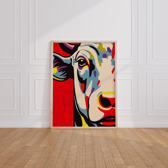 Poster Vache pop art - L'audace colorée à la Lichtenstein — Vierge - living-room