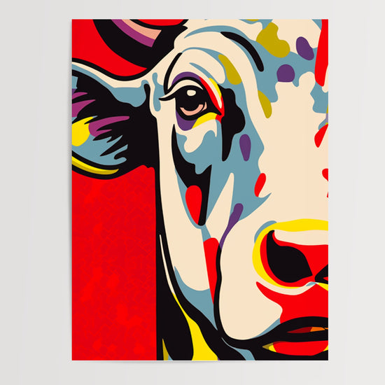Poster Vache pop art - L'audace colorée à la Lichtenstein — Vierge - poster-presentation-produit