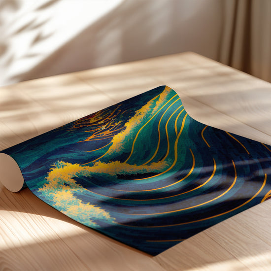 Poster Vagues marines - L'énergie de l'océan façon Hokusai — Vierge - poster-enroullé