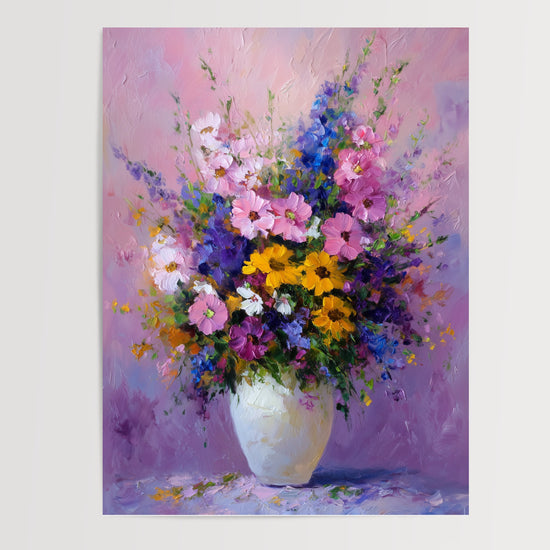 Poster Vase floral - Bouquet éclatant peint au couteau — Vierge - poster-presentation-produit