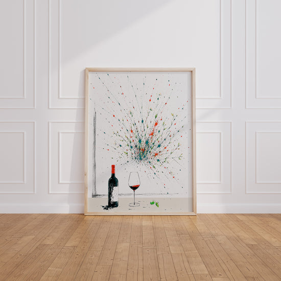Poster Vin éclaboussé - Explosion joyeuse et cuisine en fête — Vierge - living-room