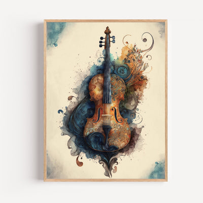Aquarell-Geige Poster – Zarte Töne für die Wand