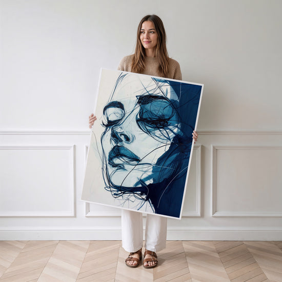 Poster Visage abstrait - Émotion à fleur de bleu — Vierge - poster-femme-debout