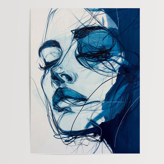 Poster Visage abstrait - Émotion à fleur de bleu — Vierge - poster-presentation-produit