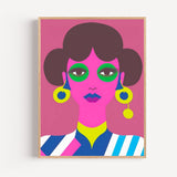 Poster Visage de femme - Portrait pop rétro haut en couleur