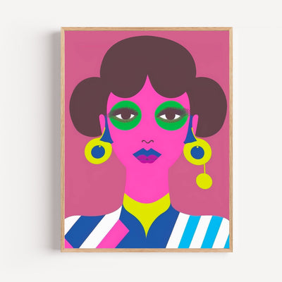 Poster Frauenporträt – Buntes Pop-Art Retro
