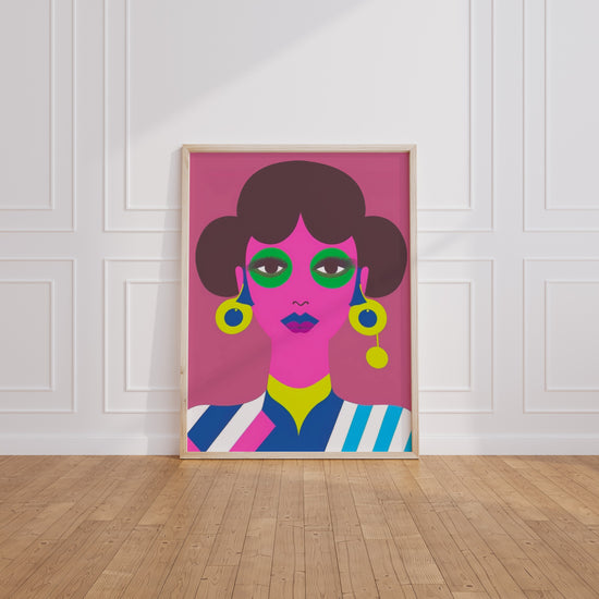 Poster Visage de femme - Portrait pop rétro haut en couleur — Vierge - living-room
