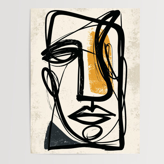 Poster Visage or et noir - Abstraction graphique et audace — Vierge - poster-presentation-produit