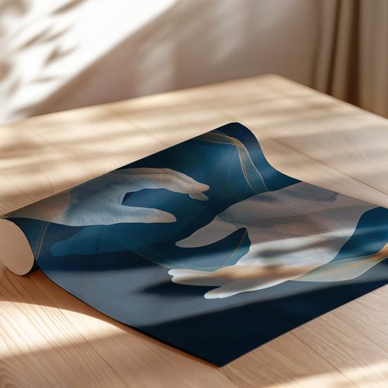Poster Voile de mains bleues - Douceur bleutée et éclats dorés — Vierge - poster-enroullé