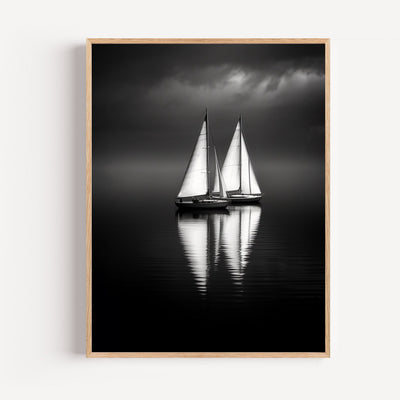 Poster Voiliers - L'appel du large en noir et blanc