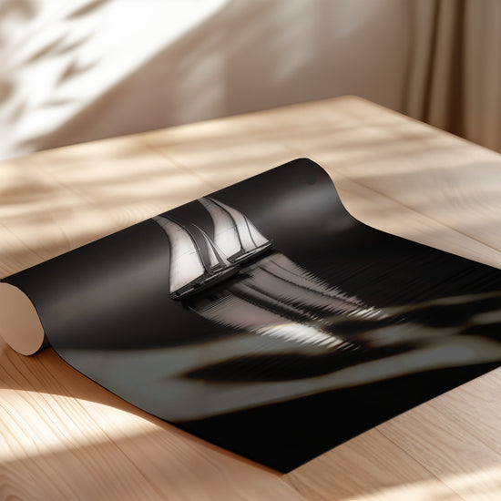 Poster Voiliers - L'appel du large en noir et blanc — Vierge - poster-enroullé
