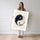 Poster Yin Yang bleu et or - Souffle d'équilibre et de sérénité — Vierge - poster-femme-debout — passe-partout blanc
