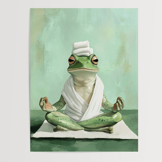 Poster Yoga Frog - Grenouille zen en pleine méditation — Vierge - poster-presentation-produit