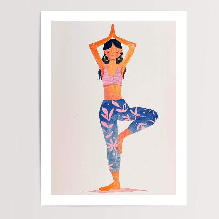 Poster Yoga - Posture de l'arbre et douceur apaisante — Vierge - poster-presentation-produit — passe-partout blanc