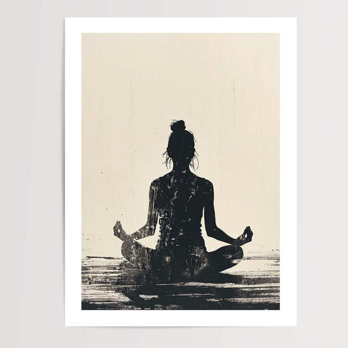 Poster Yoga - Silhouette lotus pour un souffle apaisé — Vierge - poster-presentation-produit — passe-partout blanc