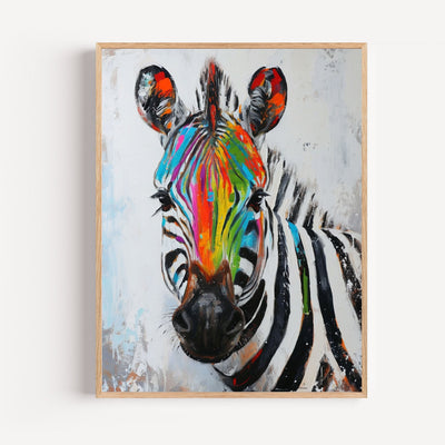 Poster Regenbogen-Zebra – Bunte Streifen voller Energie