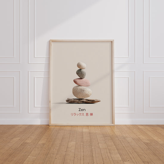 Poster Zen japonais - Galets en équilibre et souffle apaisant — Vierge - living-room
