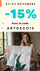 Affiche promotionnelle verticale MyselfMonart pour mobile, montrant une jeune femme souriante tenant un tableau abstrait aux tons pastel dans un intérieur lumineux et moderne. L’image annonce une offre spéciale de -15 % sur les tableaux décoratifs du 3 au 9 novembre avec le code ARTDECO15, idéale pour dynamiser la décoration murale de la maison.