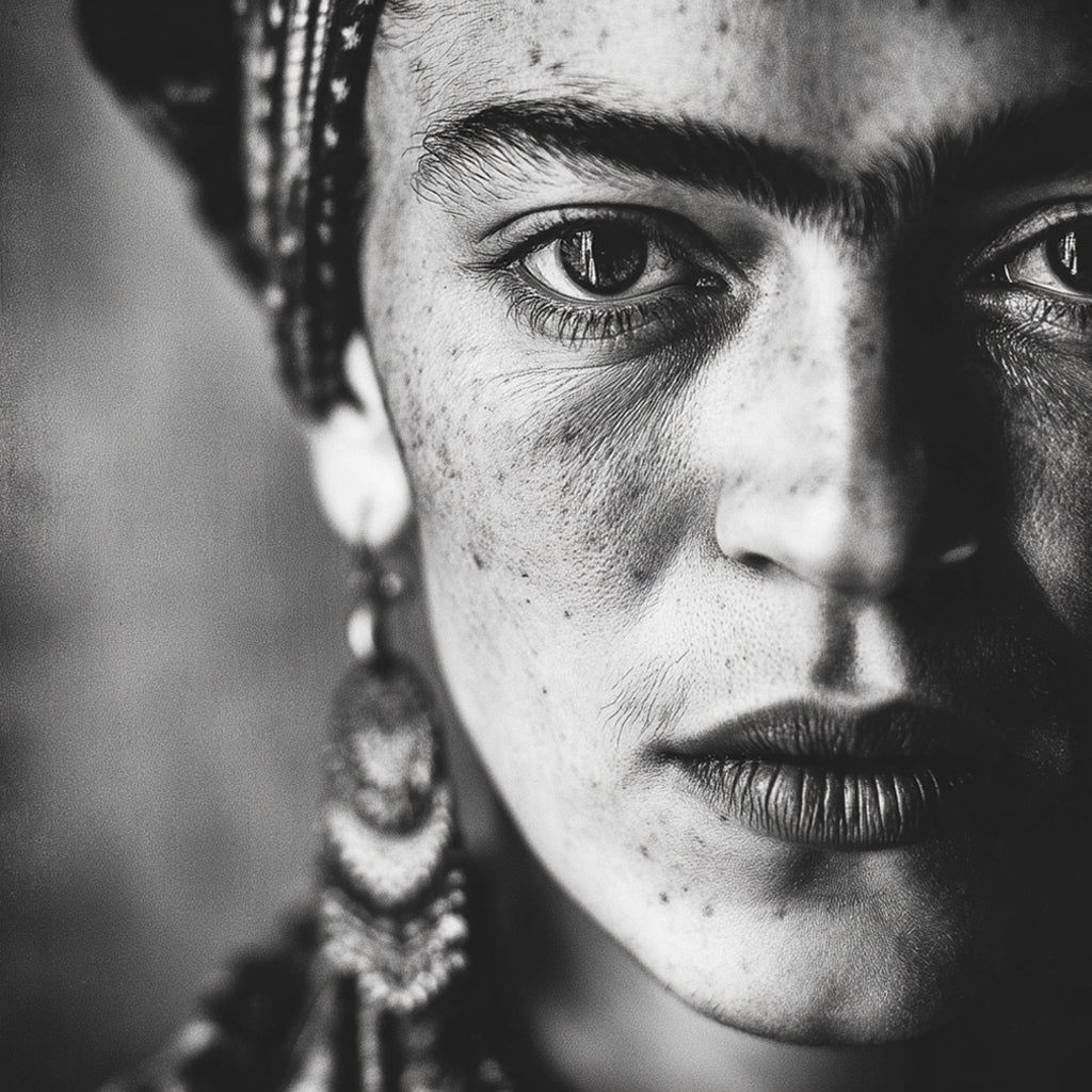 Frida Kahlo Canvas Wall Art - Black & White Portrait