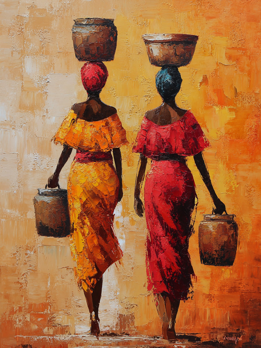 Toile Femmes africaines - Teintes chaudes