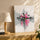 Modern geometric abstract art print in pink, gray, and orange