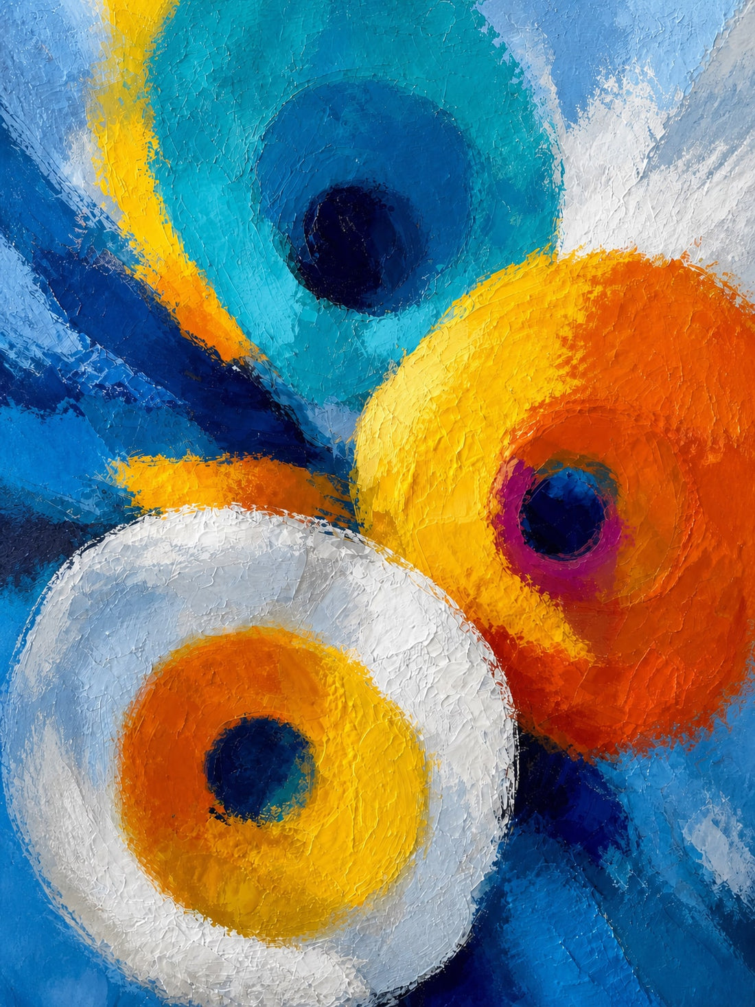 Tableau abstrait cercles colorés - Énergie douce et vibrations Kandinsky